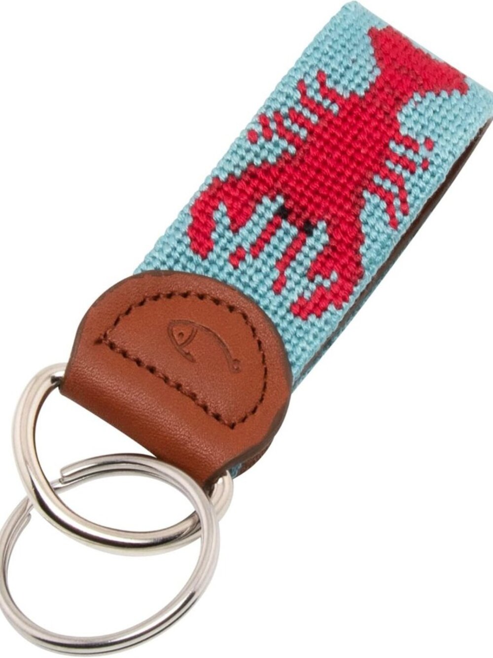 Hand-Stitched Leather Needlepoint Key Fob | Unique Key Chain Accessory